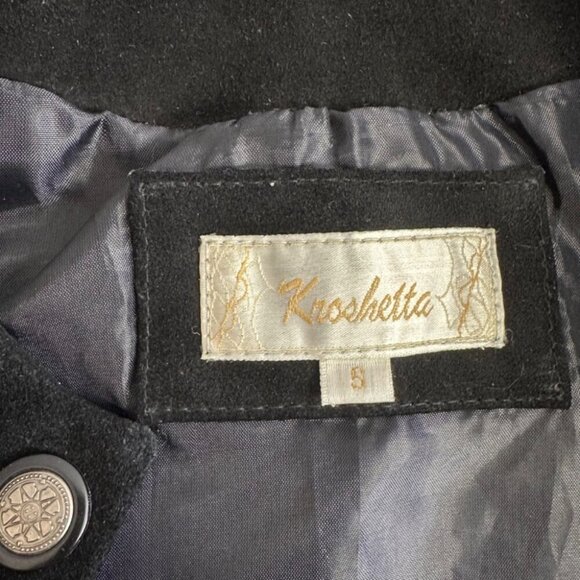 Vintage Embroidered Grunge Preppy Boho Chic Floral Genuine Leather Jacket Small - Picture 9 of 16